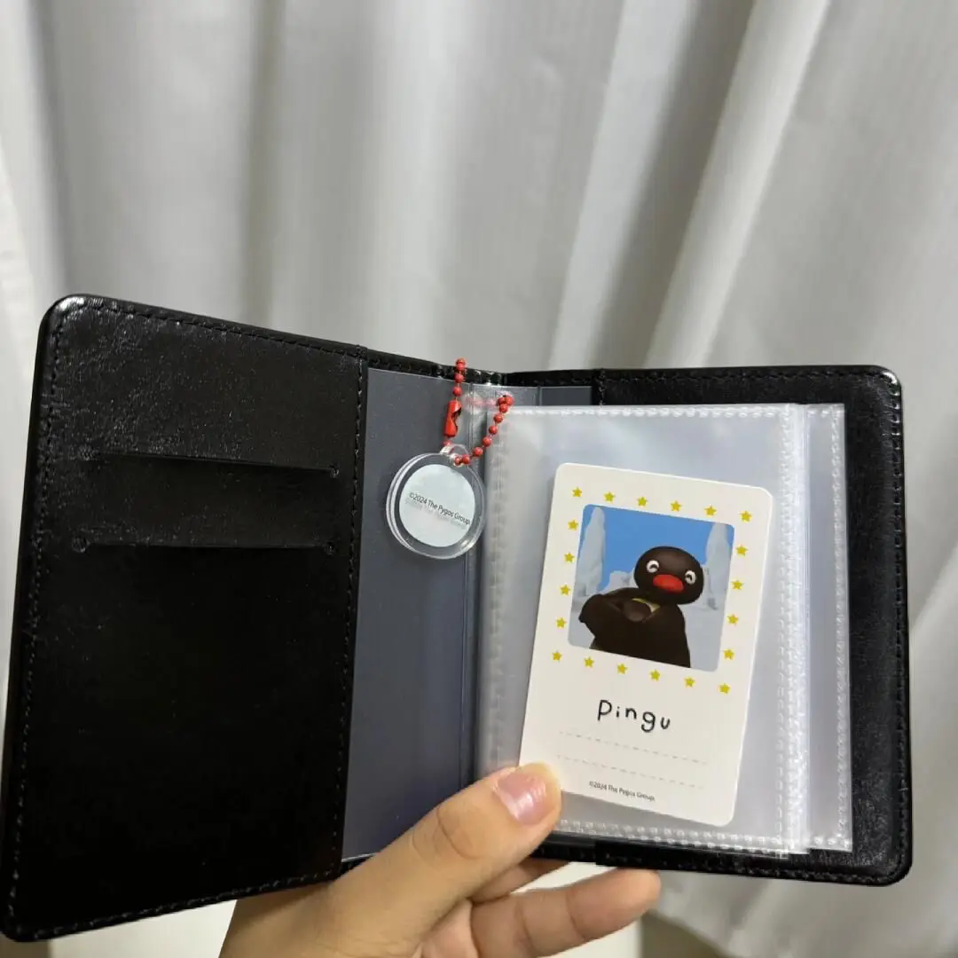 Kawaii Pingu Card Book Cartoon Leather Trading Card Photo Album Storage Bag Binder Collections Folder Anime Card Protector Gift