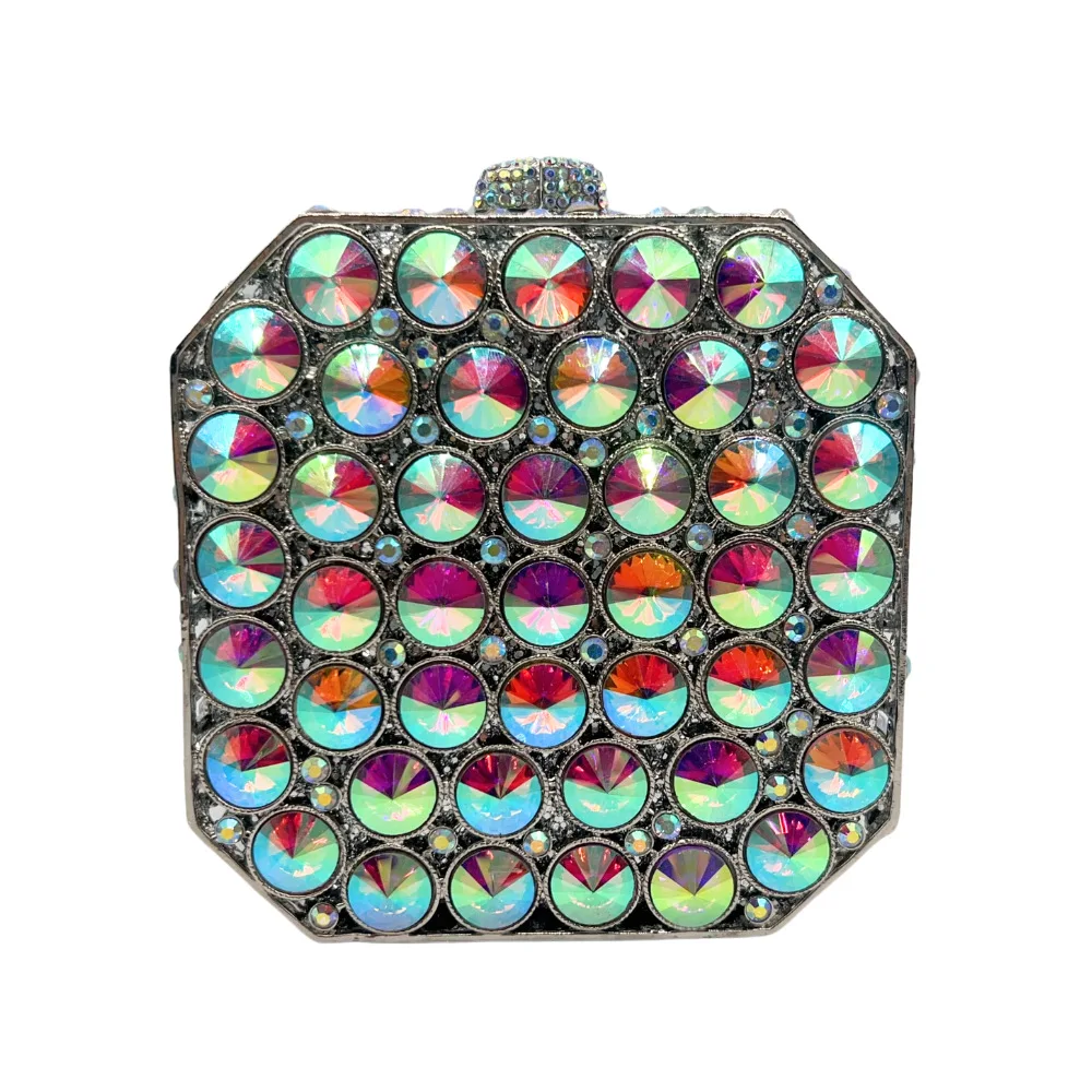 

Solid Color Rhinestone Dinner Bag Glass Full Of Diamonds Small Square Box With Diamonds Women's Bag Stone Clutch Luxury Handbags