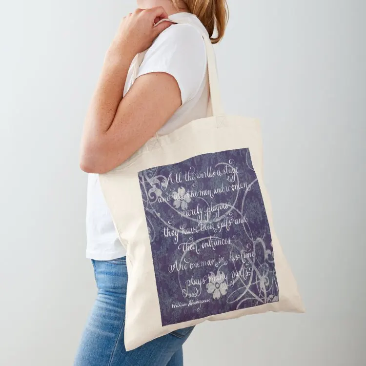 

All the world Shakespeare quote Tote Bag tote bags aesthetic bag luxury women tote bag canvas eco folding