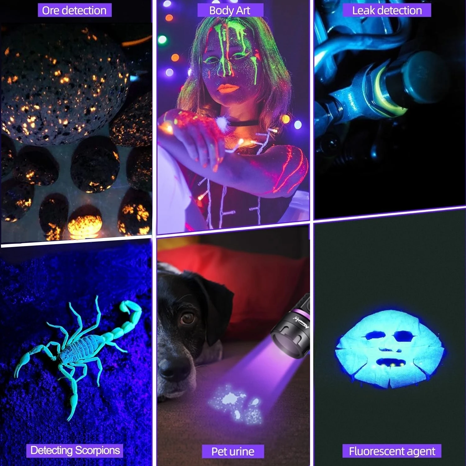 Linterna luz negra LED UV 365 nm recargable USB para curado - imagen 2