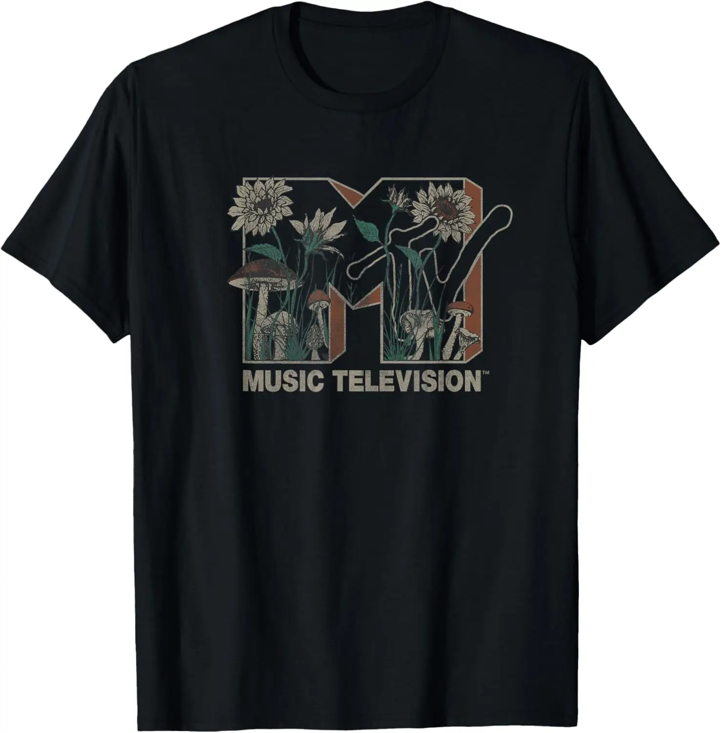 Music Television Wild Flower Mushroom Logo T-Shirt