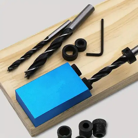 14pcs/1set 15 Degree Pocket Hole Jig Kit with 6 8 10mm Drive Adapter Bits for Woodworking Angle Drilling Locator