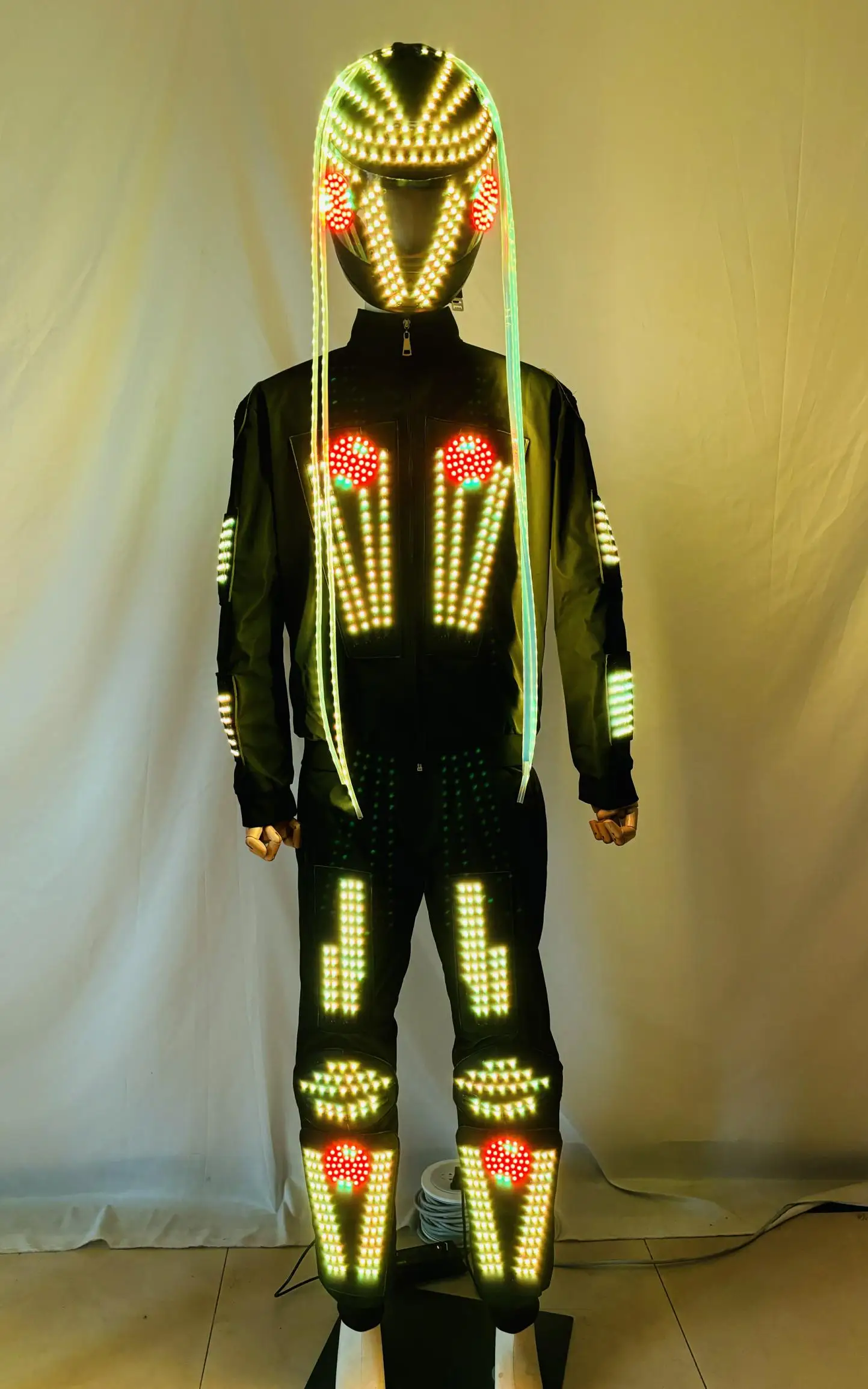 

RGB Remote Control LED Robot Luminous Armor Flashing Custume with Helmet Colorful Stage Performance Clothing