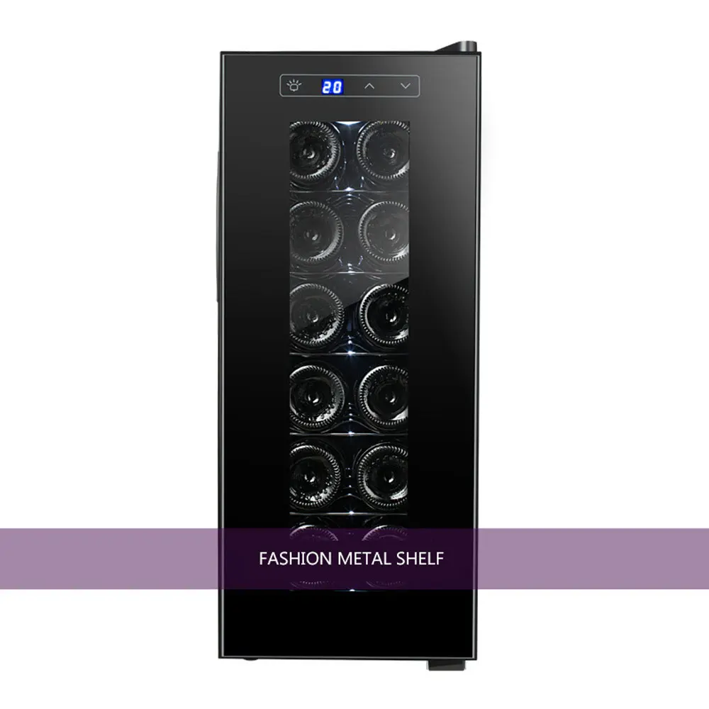 Electronic Thermostatic Wine Storage Cabinet 12 Bottles Mini Beverage Wine Cooler Refrigerator For Home Bar Office