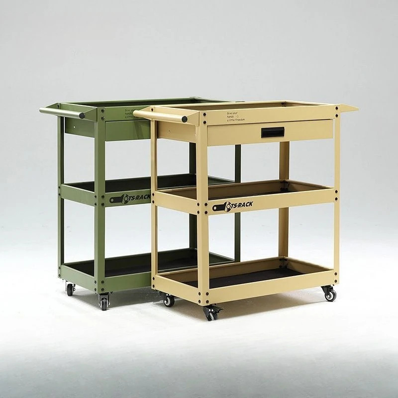 

Industrial-Style 3-Tier Rolling Utility Cart: Multifunctional Mobile Storage Shelf with Wheels