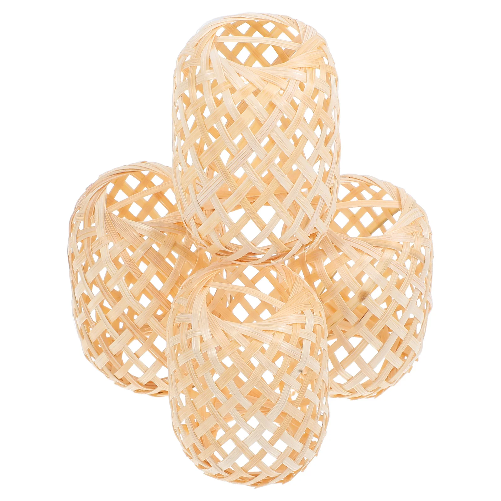 

4Pcs Miniature Bamboo Handwoven Lamp Shades Decorative DIY Lantern Lights Covers Home Party Wedding Handwoven Lamp Shade