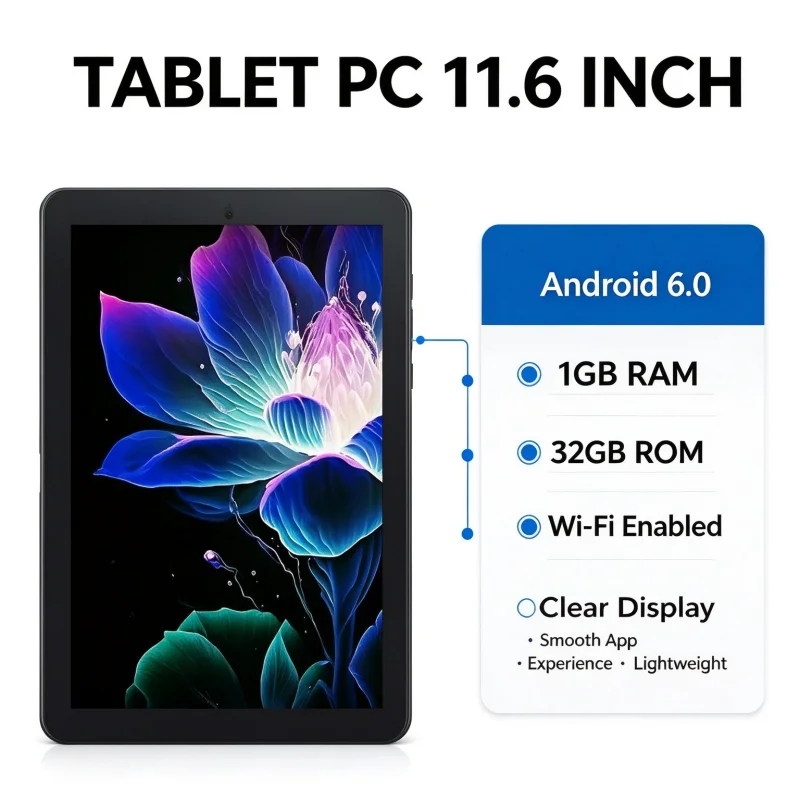11.6인치, 1GB RAM, 32GB ROM, RCT6513, 안드로이드 5.0 태블릿 PC, MT8167 쿼드 코어, 듀얼 카메라, 1366*768 IPS 화면, Wi-Fi 지원