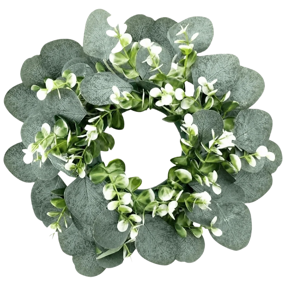 Rose Wreath Candle Holder Exquisite Table Ornaments Eucalyptus Leaf Candlestick Centerpiece Decoration Artificial Green Leaves