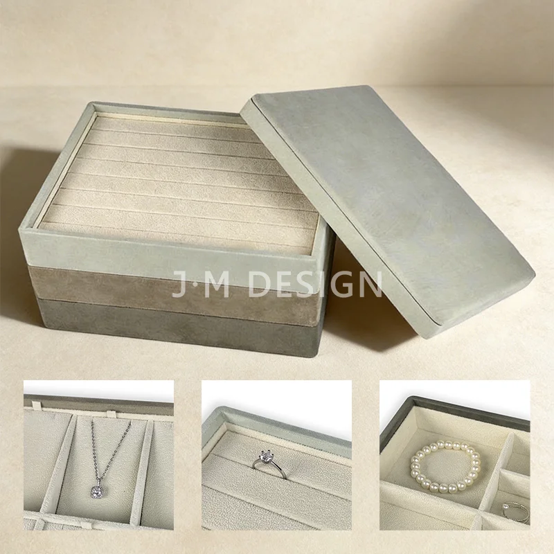 

Multi-Layer Velvet Jewelry Display Tray Stackable Organizer Case for Ring Earring Necklace Bracelet for Jewelry Store Counter