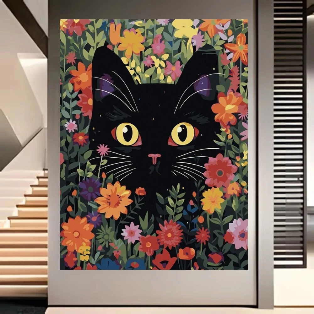 Black Cat Floral Garden Jigsaw Puzzles 500/1000/1200/2000 PCS Modern Wall Decor for Bedroom Living Room Home Decor Gift