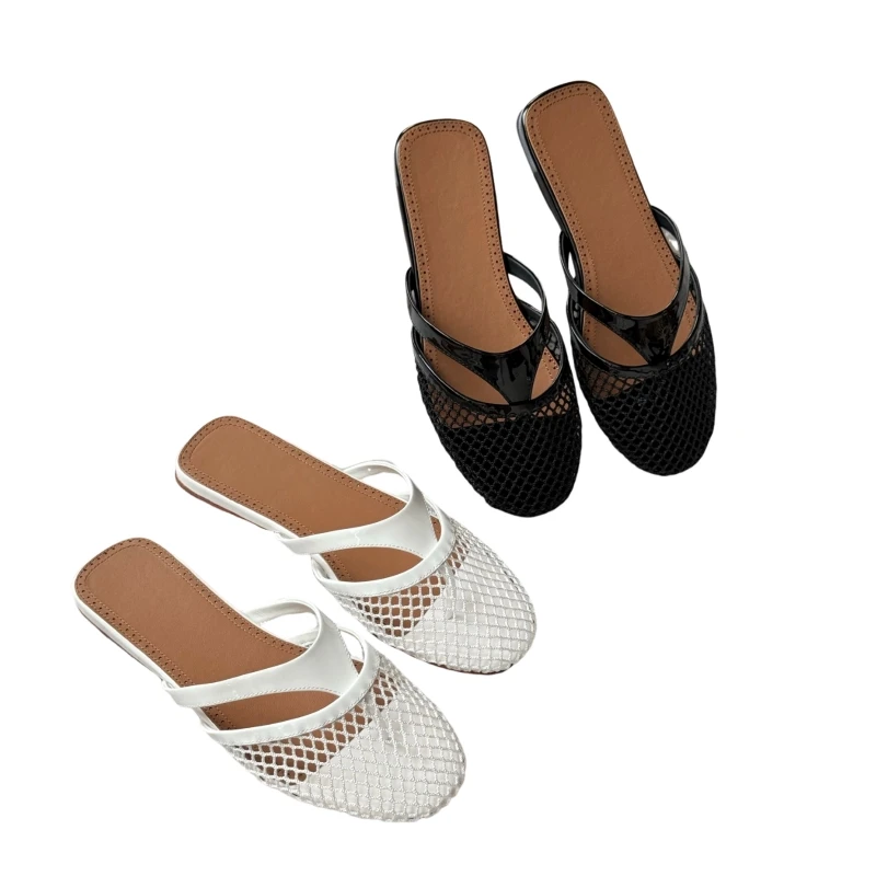 

Ажурные сабо на плоской подошве, сандалии с закрытым носком, летние модные туфли-лодочки для женщин, легкие модные сабо с открытой спиной для женщин AG3009