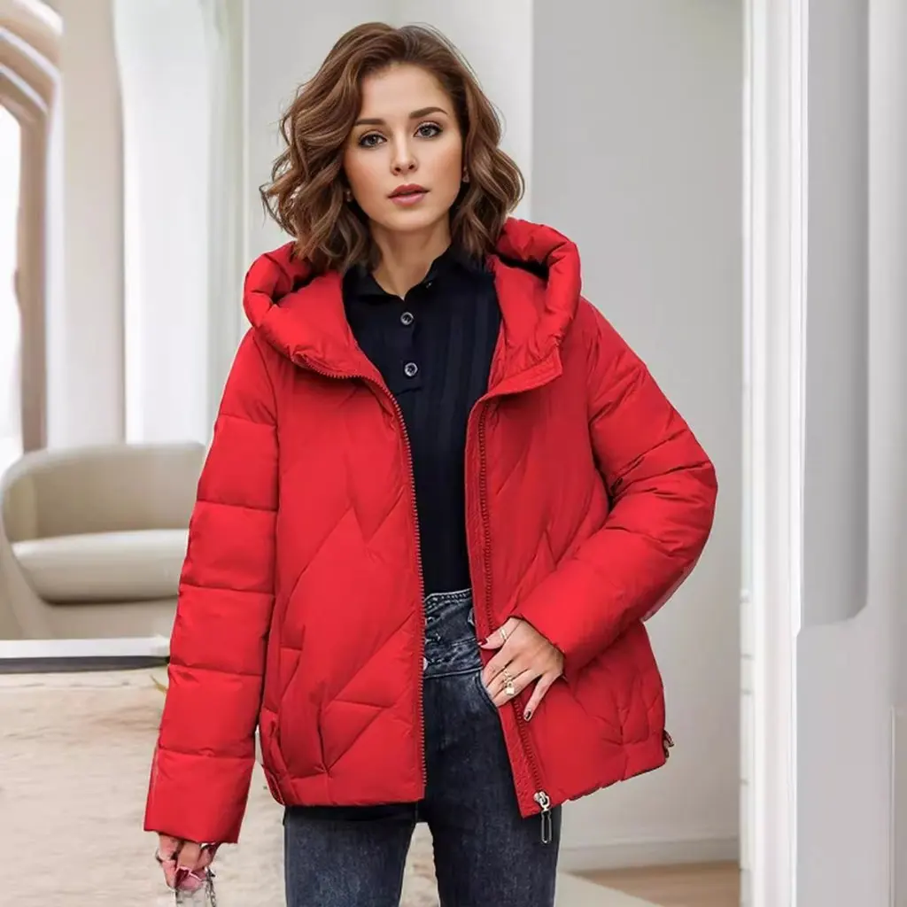 Korean Style Loose Cotton-Padded Jacket Xiyin Simple Warm Thickened Autumn Winter Fashion Age-Reducing Casual Outerwear