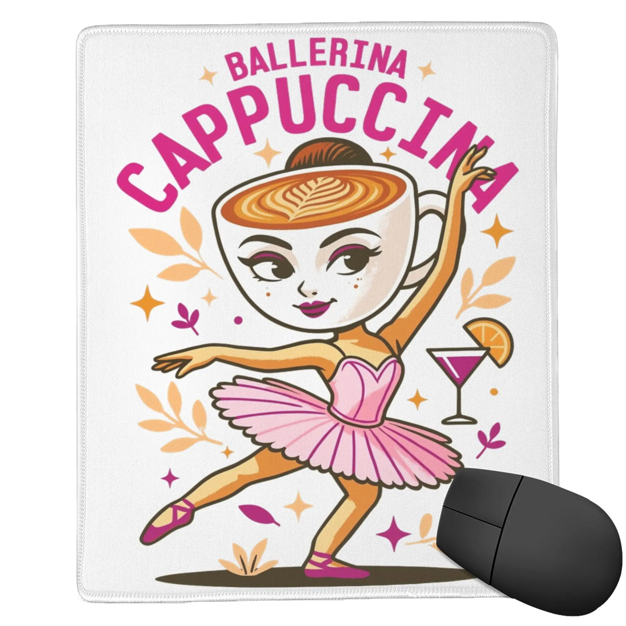 

,Ballerina Cappuccina Italian Brainrot Коврик для клавиатуры и мыши Коврик для мыши Игровой резиновый коврик для компьютерной мыши