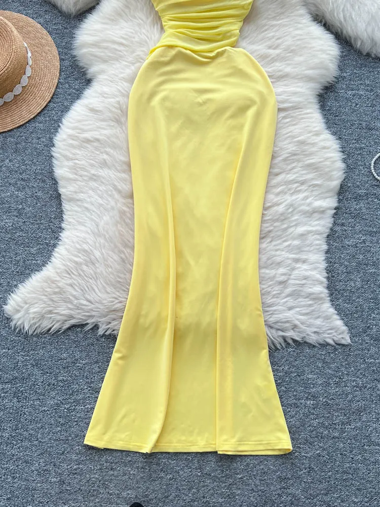 Sexy Me Splice Slim Fit Svel cintura alta A-Line Dr mujer Faion Commute coreano Sle verano Dr Ci Wear