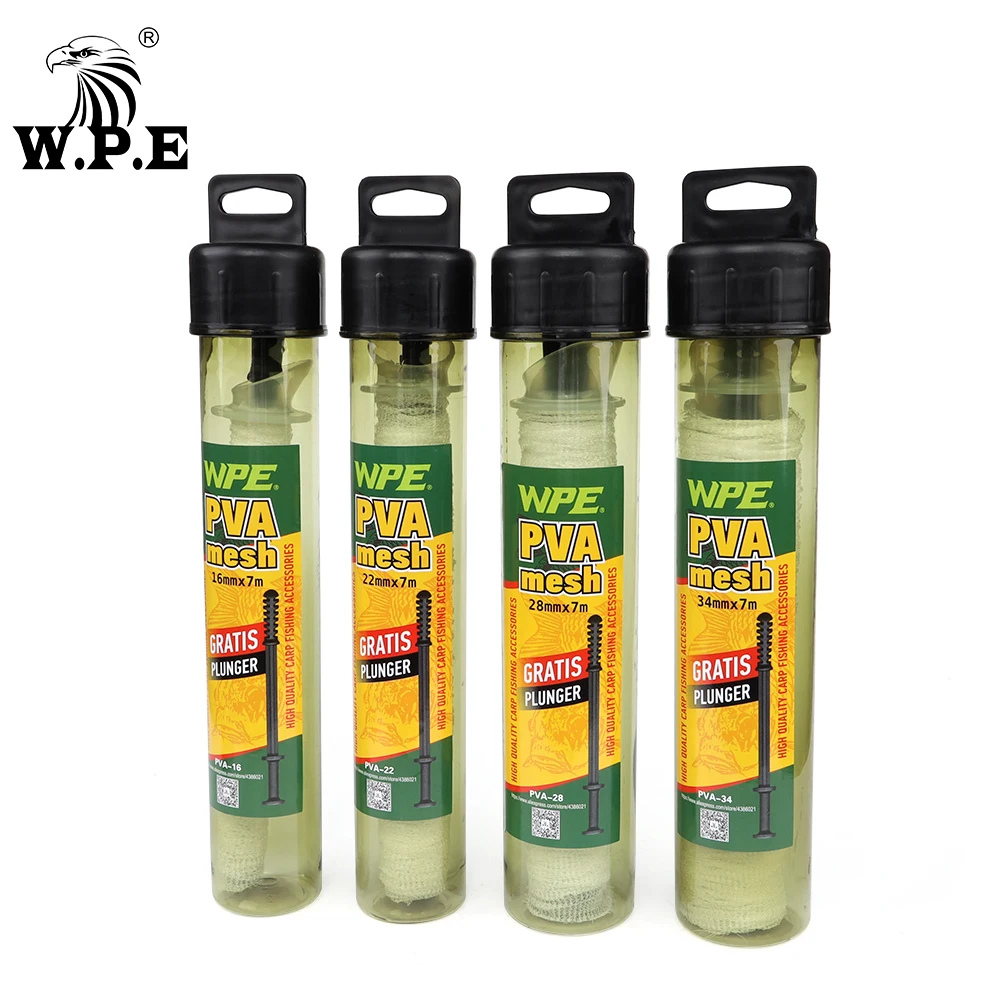 W.P.E 1pcs PVA Carp Fishing Mesh 7m Tube 16mm/22mm/28mm /34mm Water-soluble Refill Carp Fishing Bait Mesh Net Carp Fishing Pesca