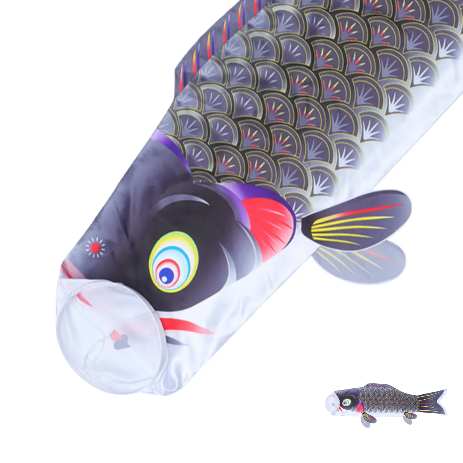 

Black 1 Meter Carp Shape Flag Japanese Style Decorative Banner for Home Party Durable Use Tree Wall Window Carp Shape Flag