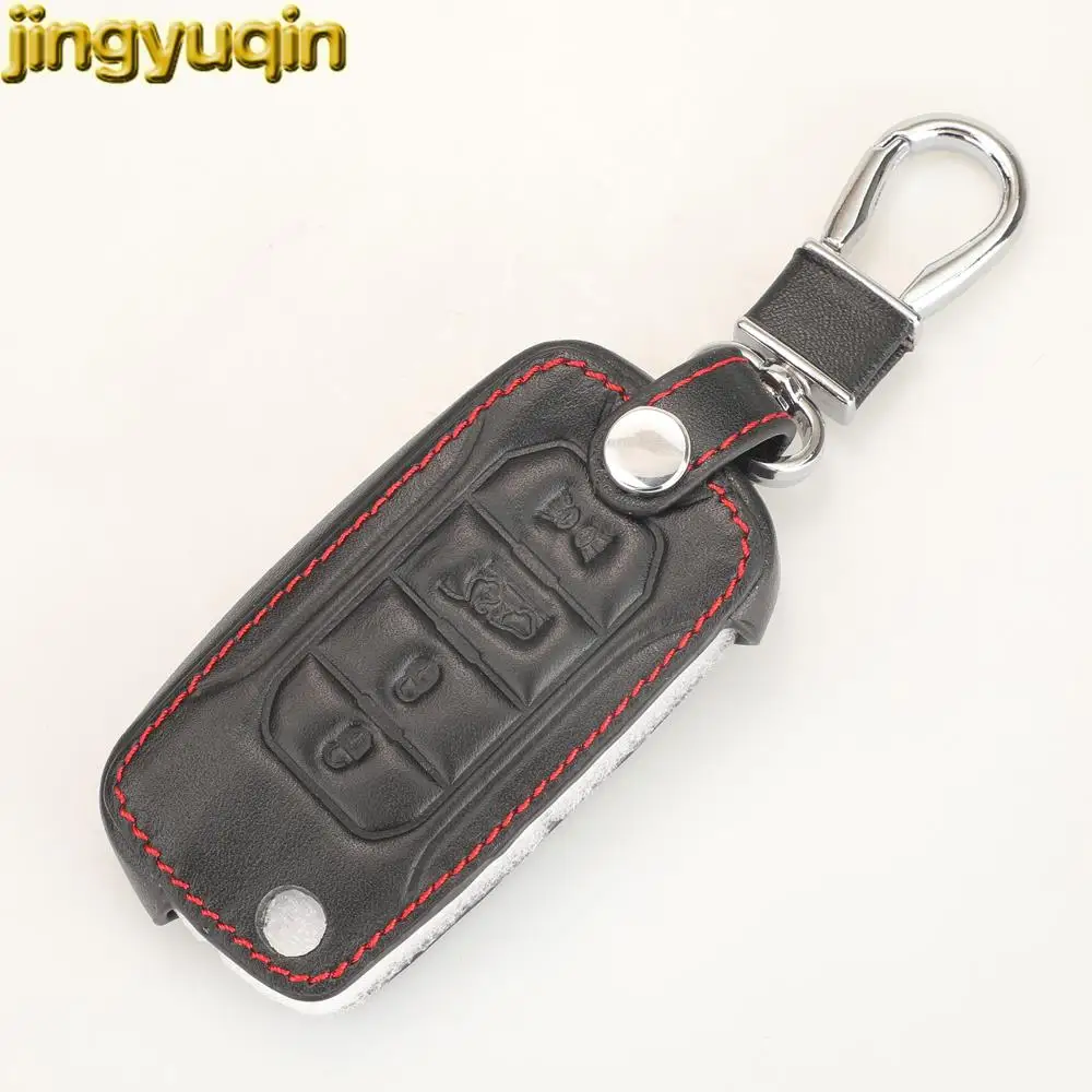 Jingyuqin 2 Buttons Leather Remote Key Case Cover For Jeep Renegade 2016 2017 2018 2ADFTFI5AM433TX