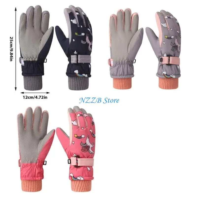 قفازات تزلج T21F للأطفال مقاومة للماء قابلة للتنفس، قفازات قطيفة مبطنة قابلة للتعديل للنشاط الشتوي #6