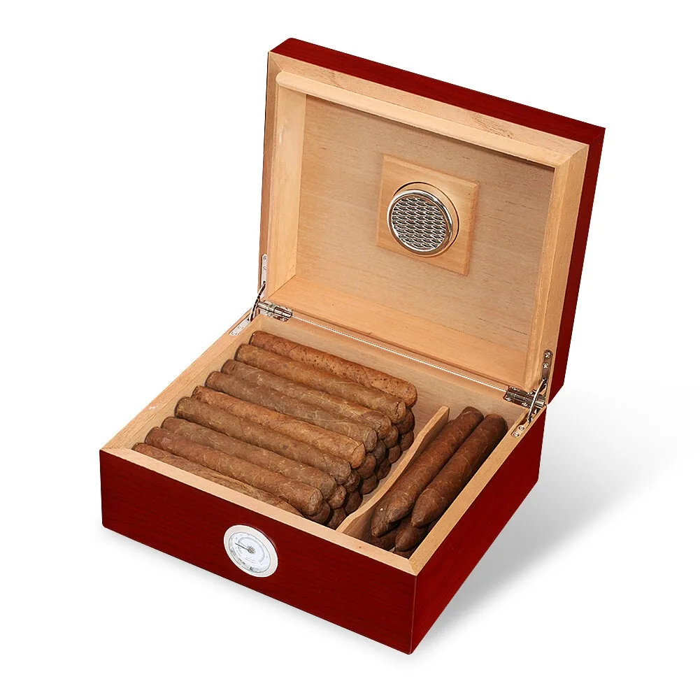 Travel Desktop สเปน Cedar ซิการ์ Humidor กล่องเครื่องตัดซิการ์ Ashtray แบบพกพาหนังซิการ์กรณีถือ 20-35 ซิการ์