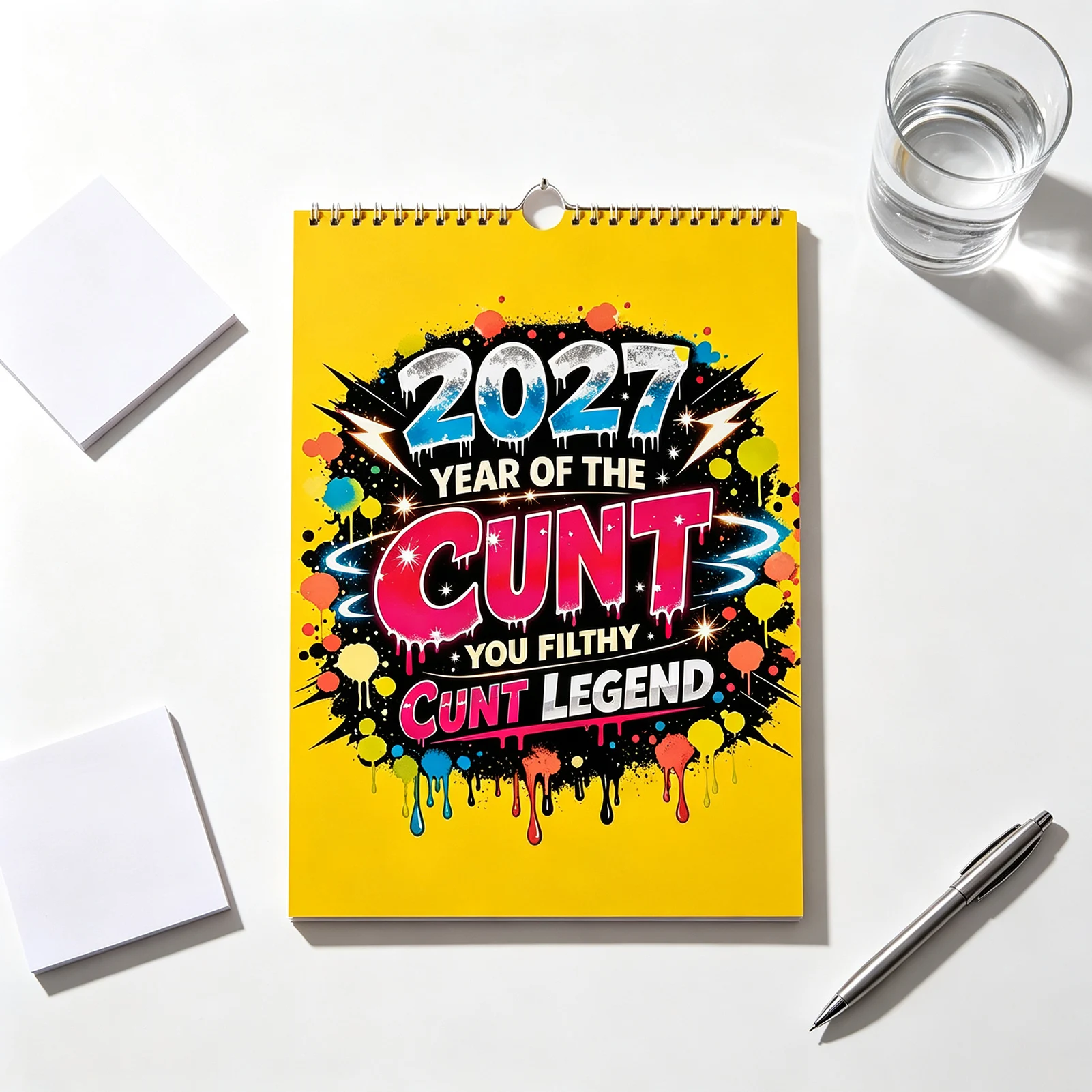 Wall Planner 2027 Hanging Calendar for Office Study Room Funny Humor Cardstock Desk Decor Laminated Monthly Organizer Gift