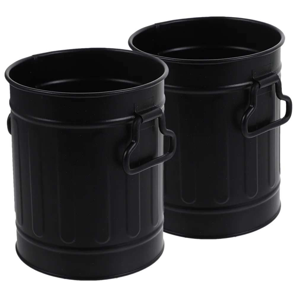 

2 Pcs Trash Can Pen Holder Organizer Storage Office Flowerpot Nice Makeup Brush Cup Desk