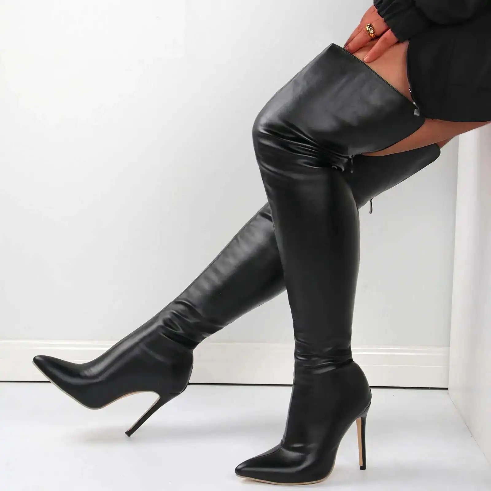 Big Size 40-46 Dameslaarzen Hoge hak 11 cm Overknee laarzen Rits aan de achterkant Mode Persoonlijkheid Laarzen 2026