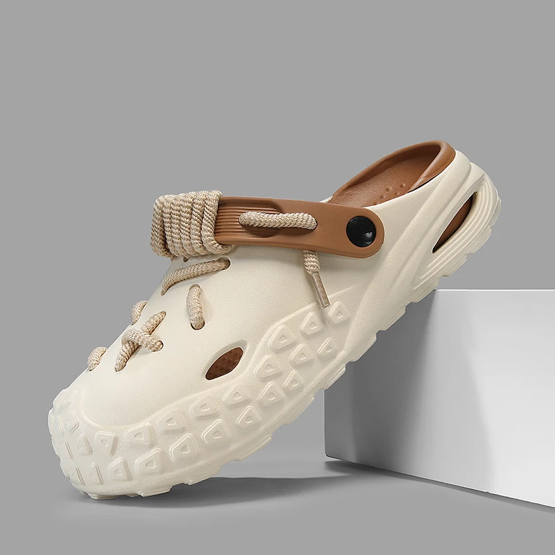 

Высококачественная летняя новая мужская модная садовая обувь в форме пещеры, удобные нескользящие шлепанцы на мягкой подошве для улицы и дома, пляжные трендовые шлепанцы