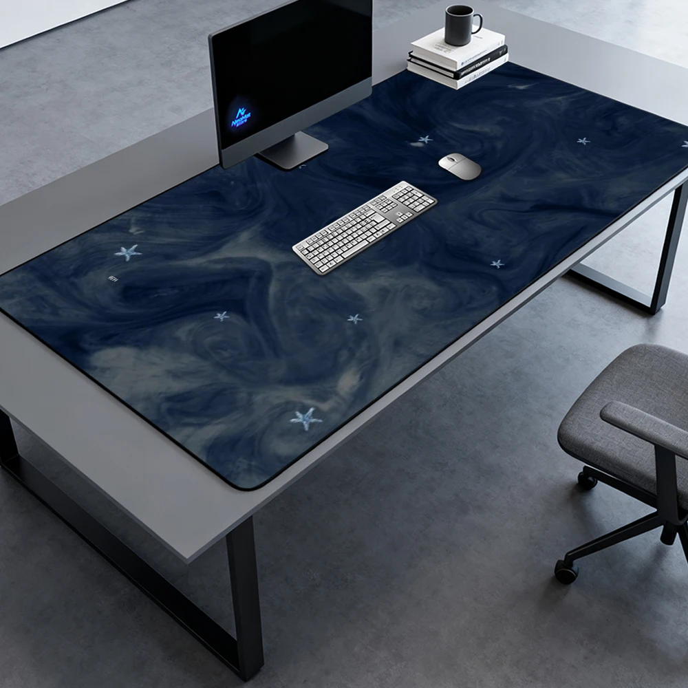 Starry Liquid Desk Pad Table Mat Large Gamer 180x60 Gaming Cosmic Swirl Navy Mousepad Gaming Pad Playmat Full Deskmat Mousemat