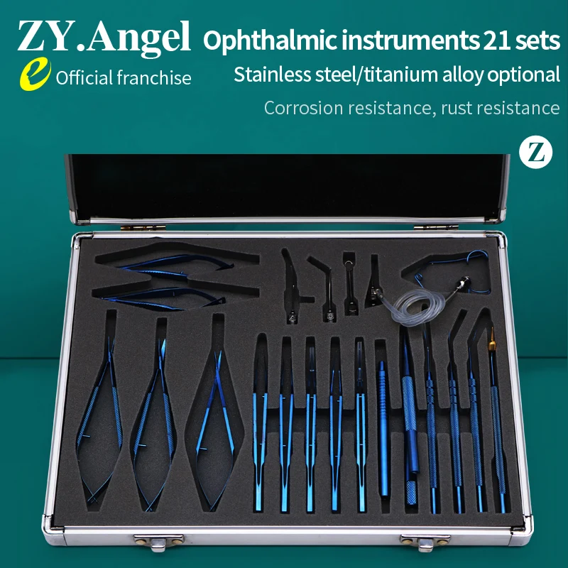 Ophthalmic Microsurgery Instrument Set Stainless Steel Titanium Alloy Ophthalmic 21 Piece Set Ophthalmic Microsurgery Instrument