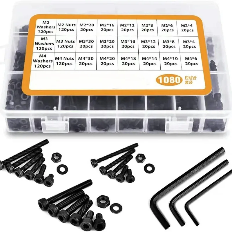Suitable for 1080 screw combination set 304 stainless steel inner hexagon screw set M2M3M4 cylindrical head