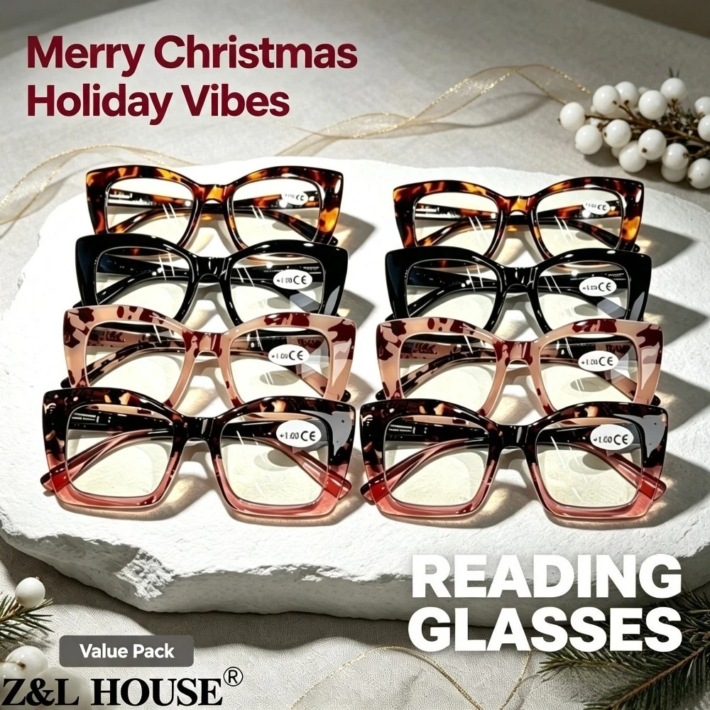 10 PCS elegant classic women's reading glasses, with high definition blue light blocking lenses, essential for daily reading of books and newspapers, recommended for Christmas and Halloween gifts