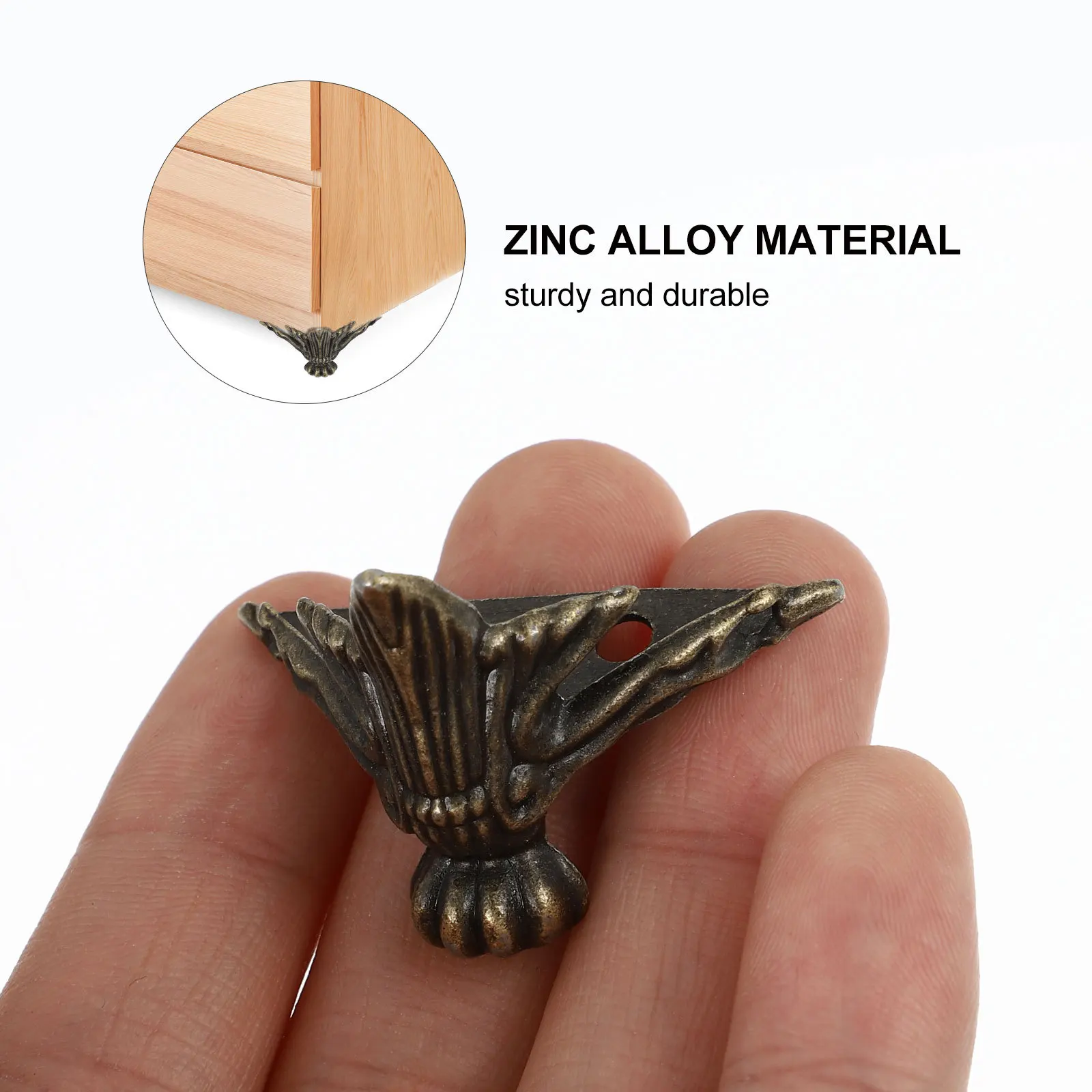 

20Pcs Furniture Base Decoration Zinc Alloy Box Feet Corner Retro Style Supporting Wooden Crates Jewelry and Wine Boxes