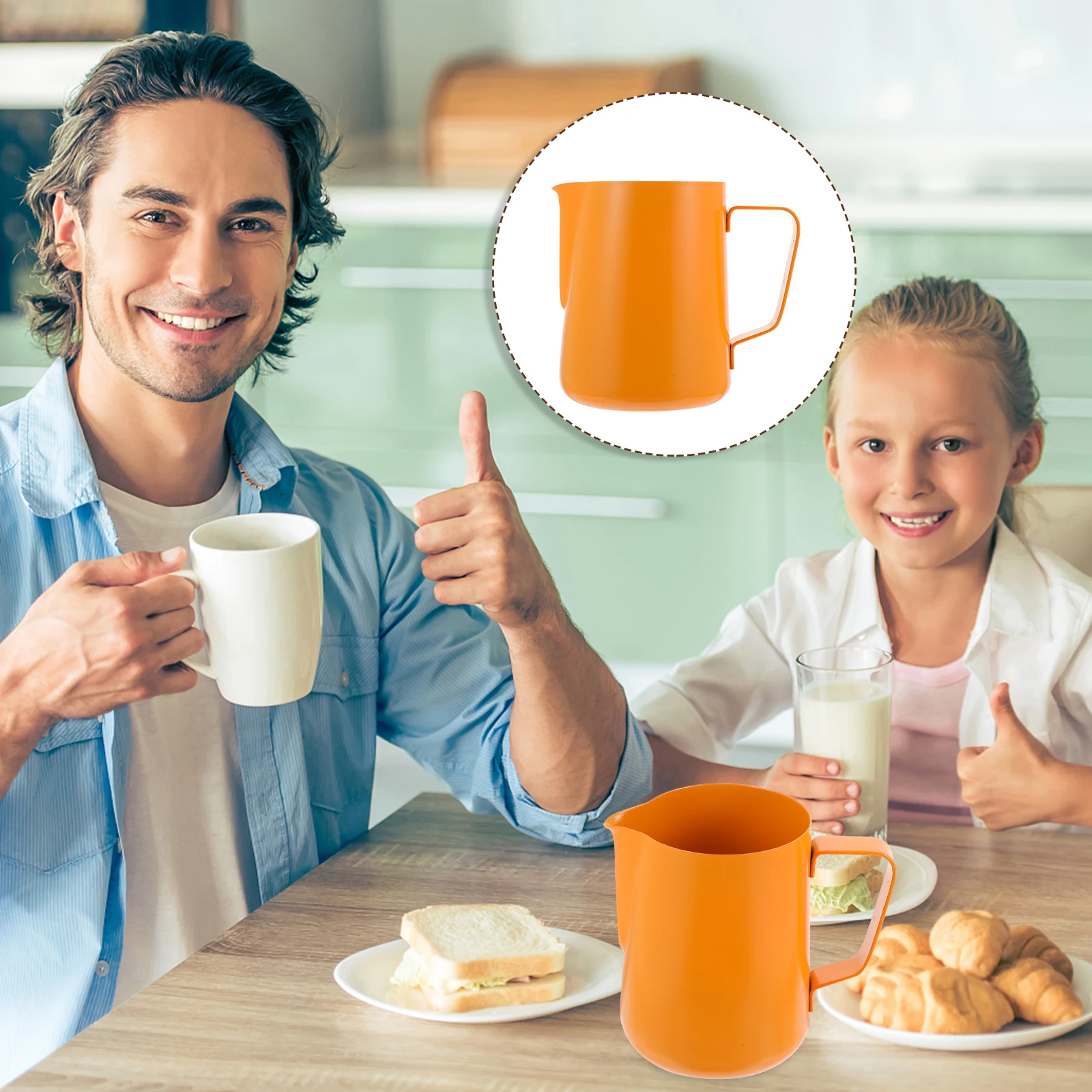 

1Pcs Milk Frothing Jug Sturdy Stainless Steel Coffee Steaming Pitcher Perfect Home Kitchen Use