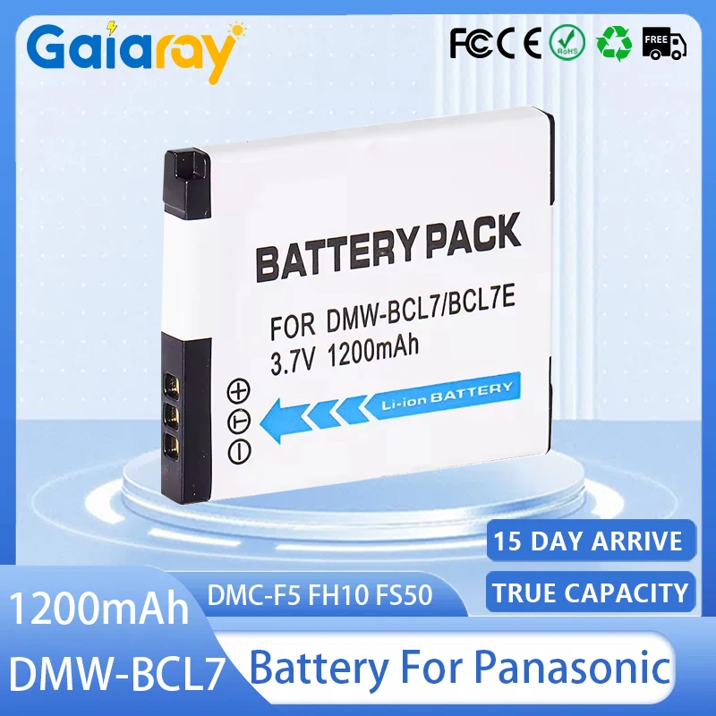 DMW-BCL7 batería de cámara 1200mAH DMW-BCL7E batería recargable para Panasonic Lumix DMC-F5 FH10 FS50 SZ10 SZ9 SZ8 SZ3 XS3 XS1