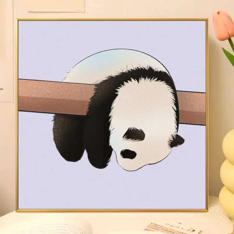 DIY Paint By Numbers Cute Panda on The Tree Kawaii Animal Digital Oil Painting for Kids Funny Home Decor