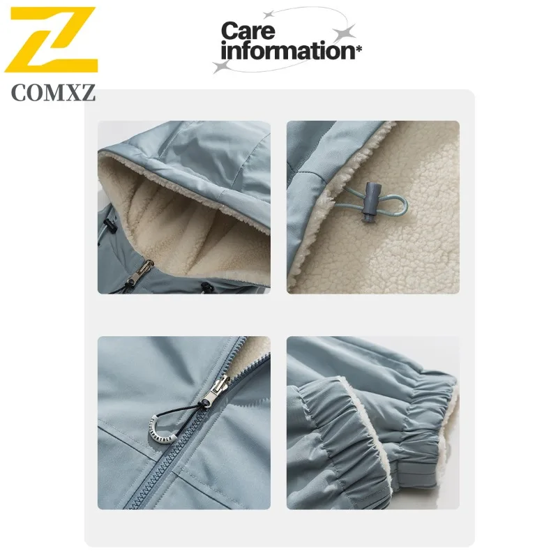 سترة رجالية مملوءة بقلنسوة مميزة من COMXZ 2025 سترة سميكة ودافئة للتسلق في الهواء الطلق سترة واقية جديدة للشتاء #6