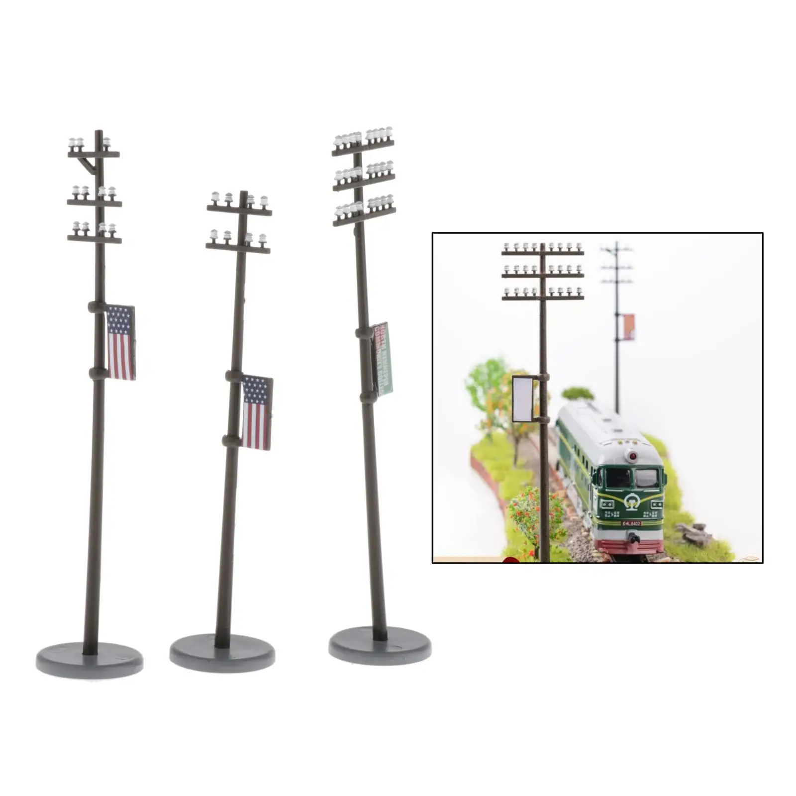 3 Pieces 1/42 Electricity Masts Telephone Mast Set LANDSCAPE Building Accessories