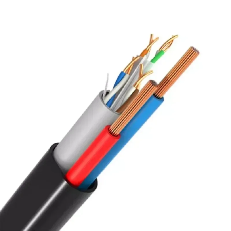 【From China】High Quality outdoor network cable cat6 305m UTP CCA Cat6 8+2C 4 pairs 23AWG copper cable with 2 power electric cabl