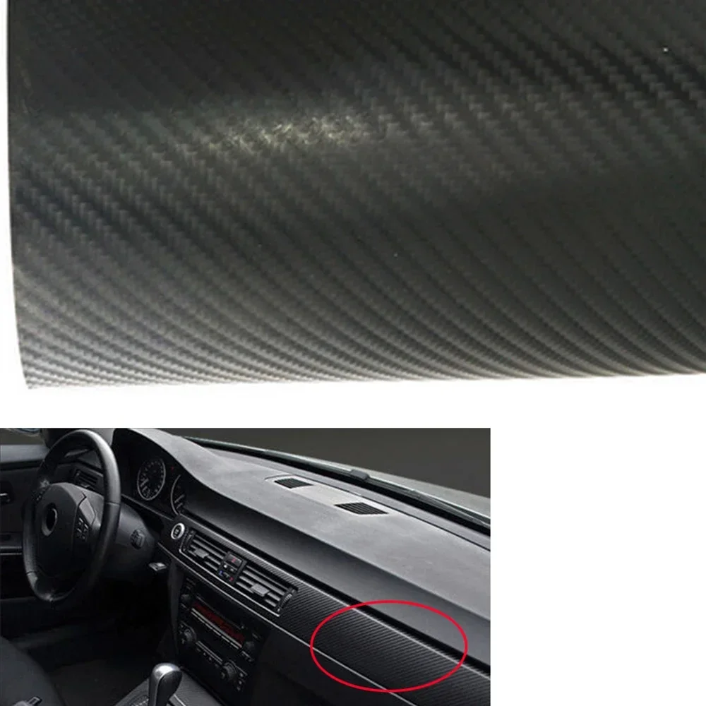 

1pc 3D Black Carbon Fiber Vinyl Sticker Protector 40cm* 100cm Car Interior Universal Accessories for Center Console Dashboard