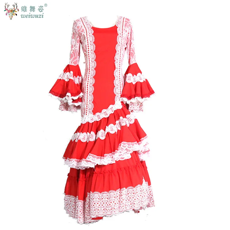 Spanischer Flamenco-Tanzrock, maßgeschneiderter, schlankmachender, mehrlagiger Kuchenrock mit hoher Taille, Tango-Quickstep-Performance-Rock