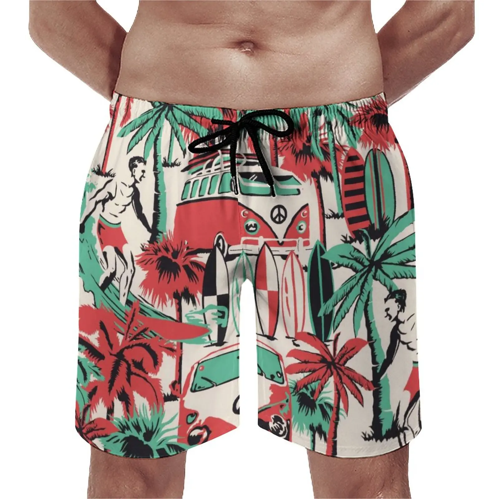 Summer Men's Shorts Quick Drying Hawaii Holiday Sports Swimming Trunks Fashion 3D Coconut Tree Printed Loose Sports Shorts