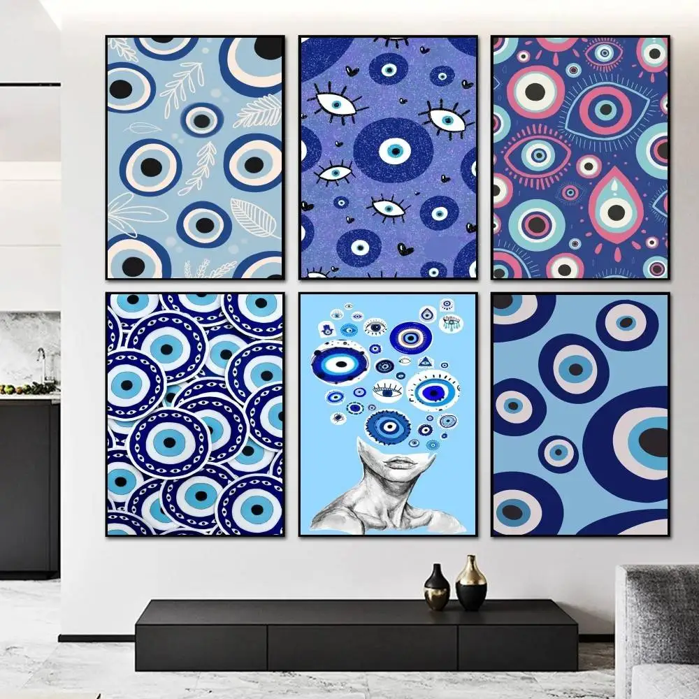 Blue Lucky Evil Eye  Poster and Prints Wall Art Pictures for Modern Bedroom Game Room Home Decor