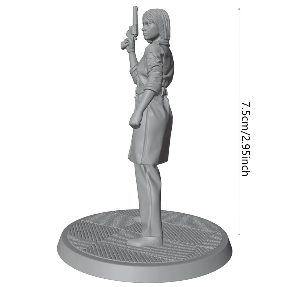 Figura de colección mujer con revólver 75mm resina sin pintar 1/24 - imagen 3
