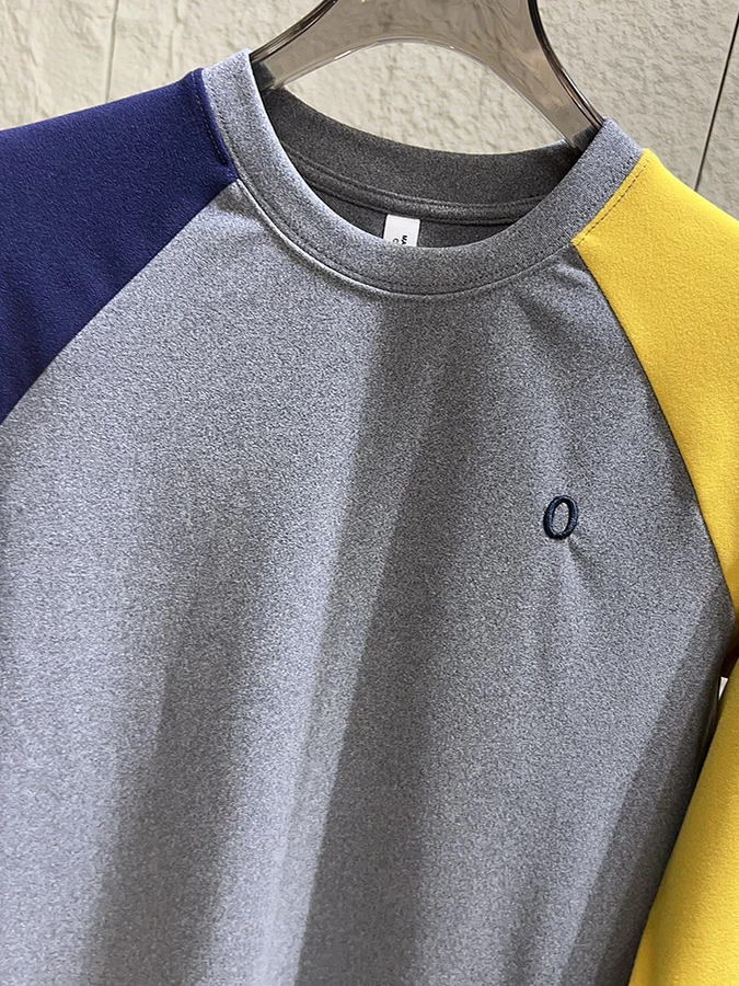 Color Block Shoulder Sleeve T-Shirt Double Sided German Velvet Sporty Long Sleeve round Neck Base Shirt for Men And Women