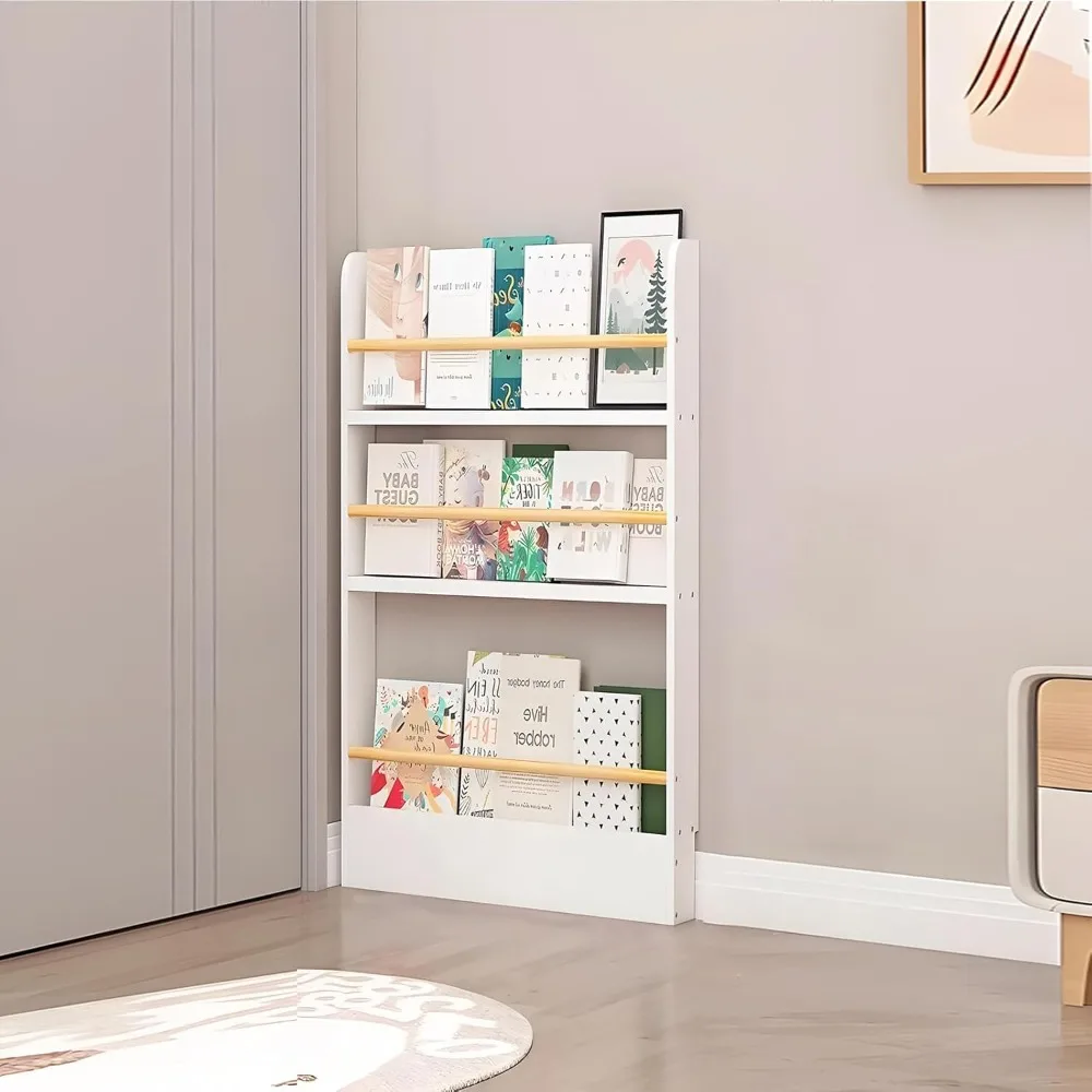 

Wooden 3/4/5/6 Tier Behind The Door Bookshelf, Tall Narrow Floor Standing Bookcase, Space-Saving Storage Organizer for Books, Be