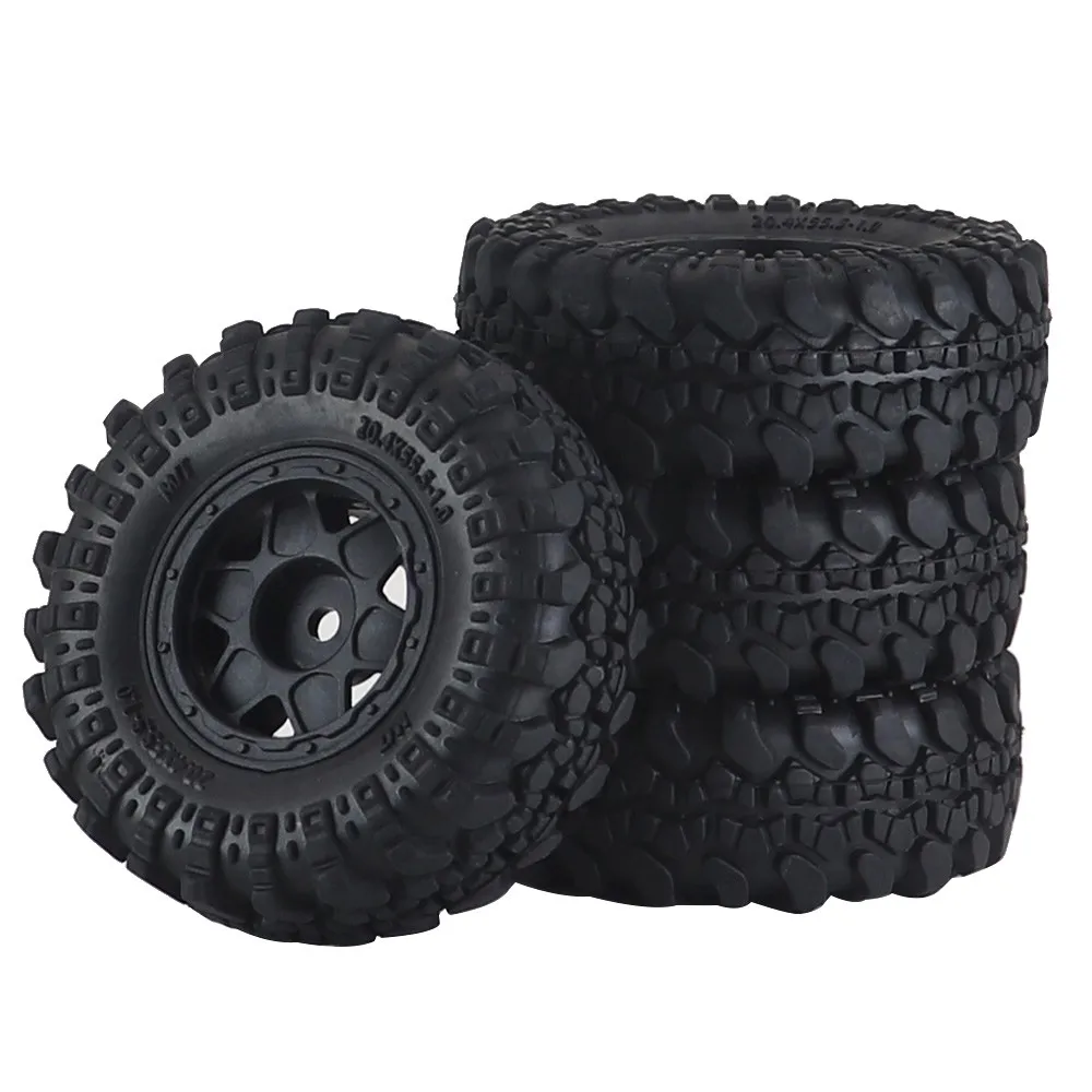 

4pcs For 1/24 Axial Scx24 Fmx24 1/18 Trax/as Trx4m Tires 1.0" Wheel Tires Set Plastic Beadlock Wheel Rims Rubber Tyres
