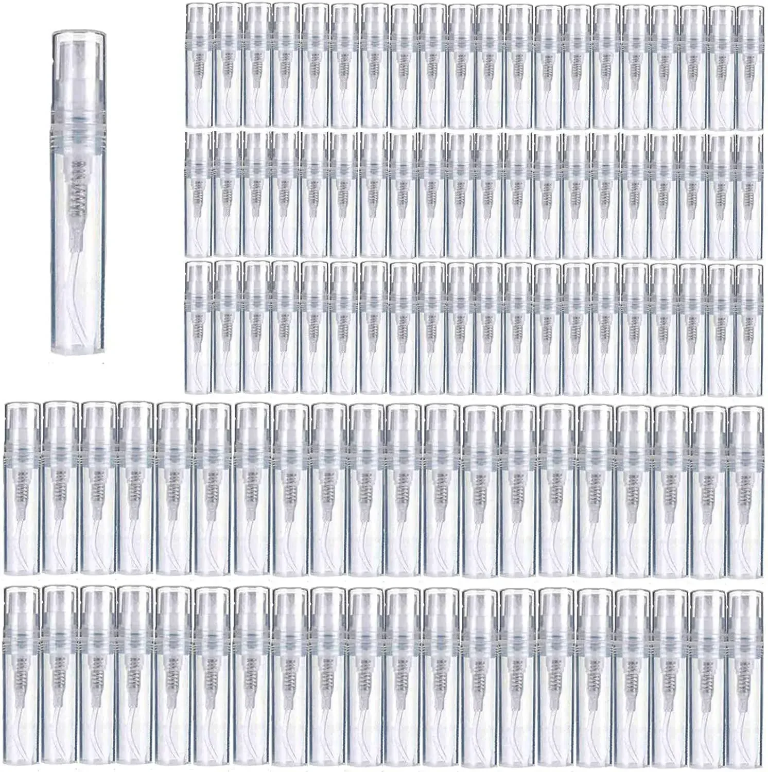 

100Pcs 2ml 3ml 5ml Mini Plastic Spray Empty Bottles Portable Fragrance Perfume Atomizer Refillable Mist Cosmetic Containers