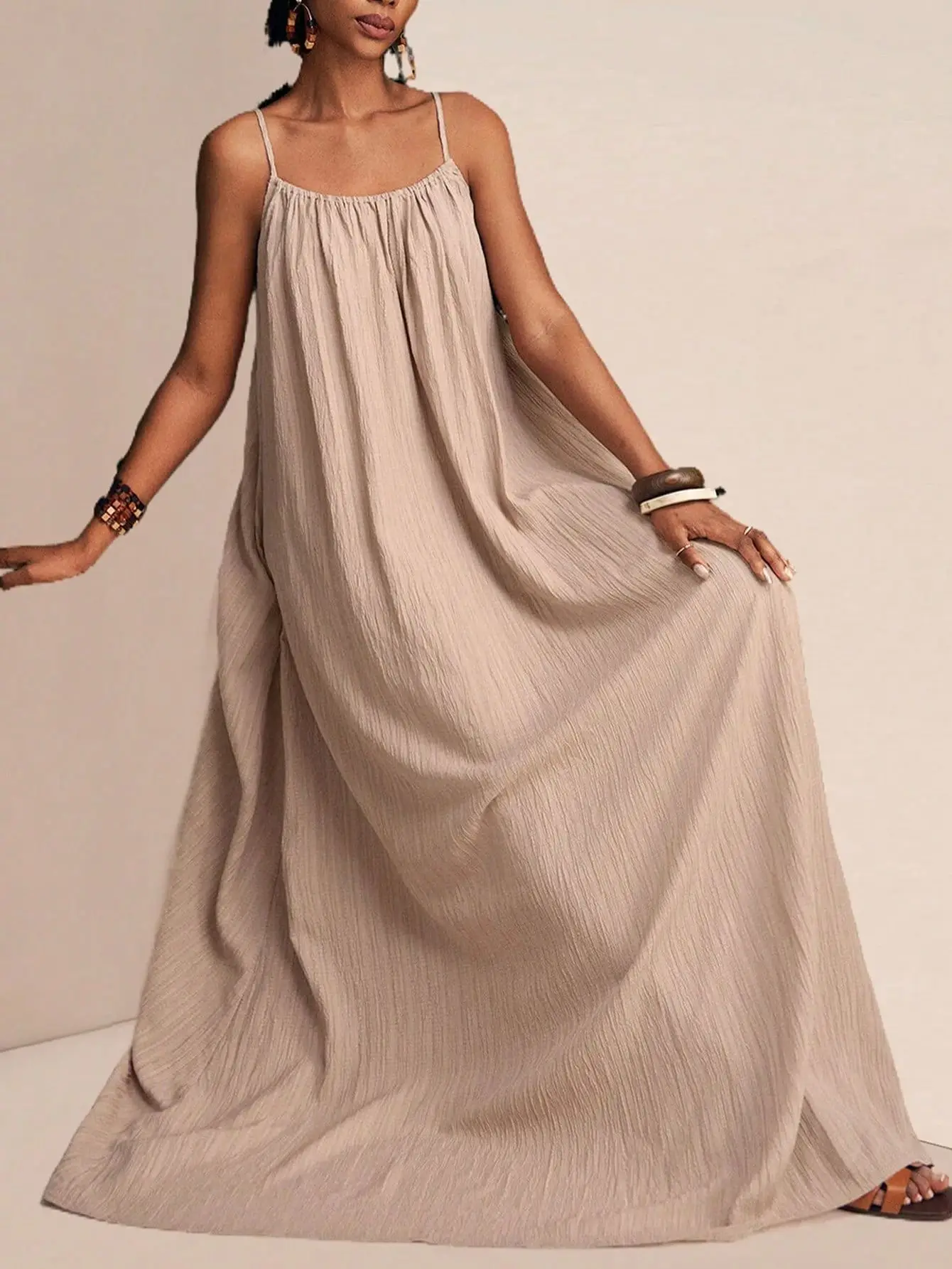 Summer 2026 Fashion Collection: Elegant, Refined, Solid-Colored Strapless Maxi Dress.