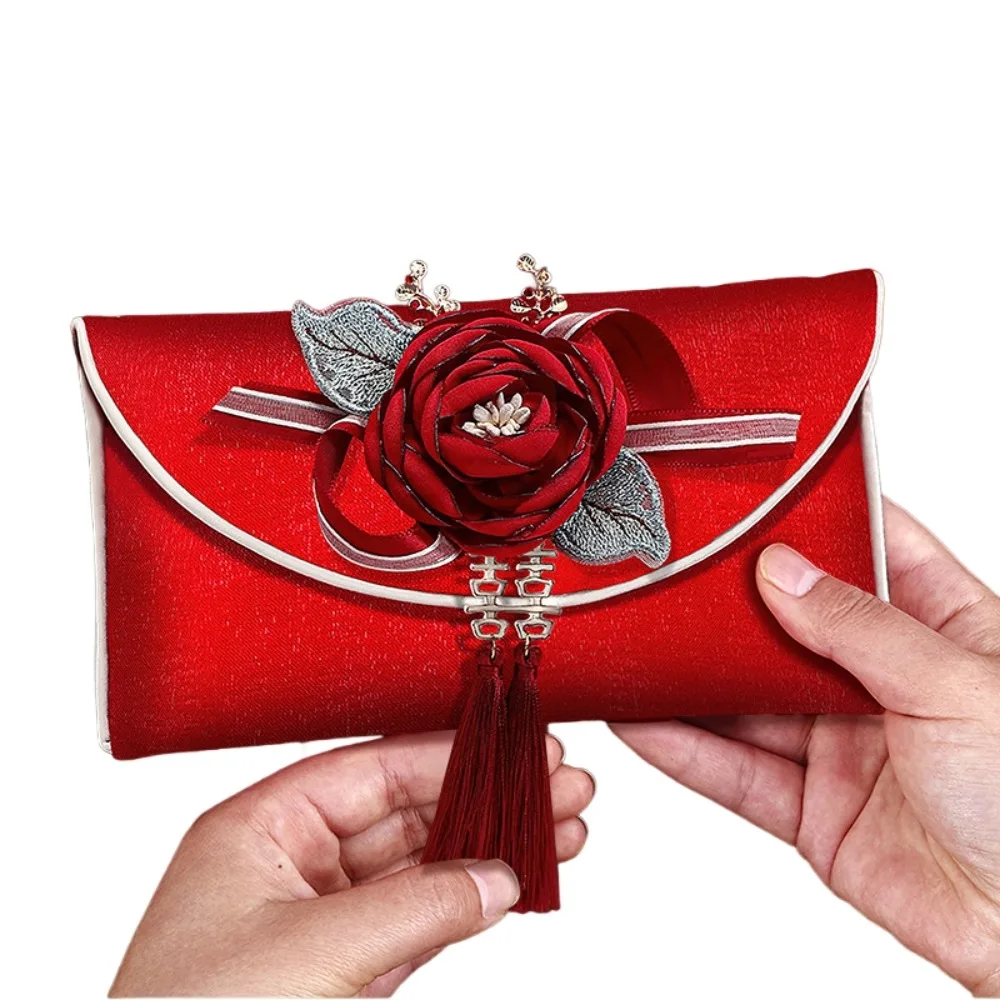 

New Year Blessing Words Brocade Red Envelope Spring Festival Brocade Cloth Tassel Brocade Money Pocket HongBao Embroidery