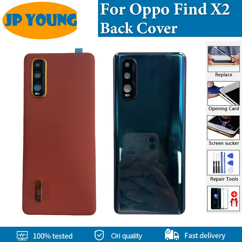 Original New Back Glass For Oppo Find X2 Back Cover Rear Housing Door Repair CPH2023 PDEM10 Battery Case Replacement